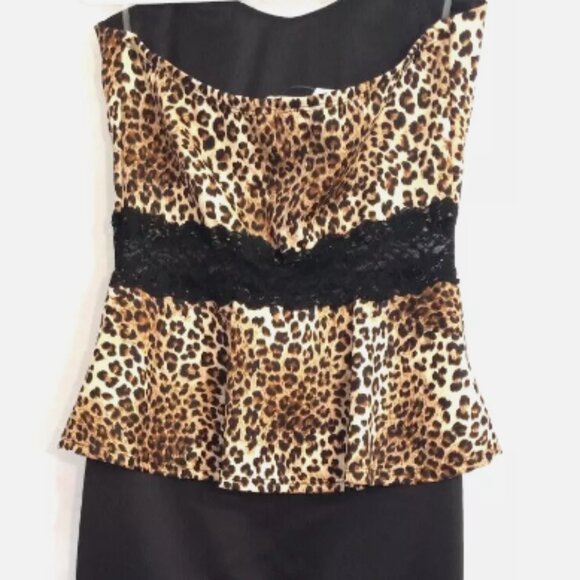 Junior's Dress Size XL NEW Animal Print Strapless Wild Daisy Formal Prom - Picture 11 of 16
